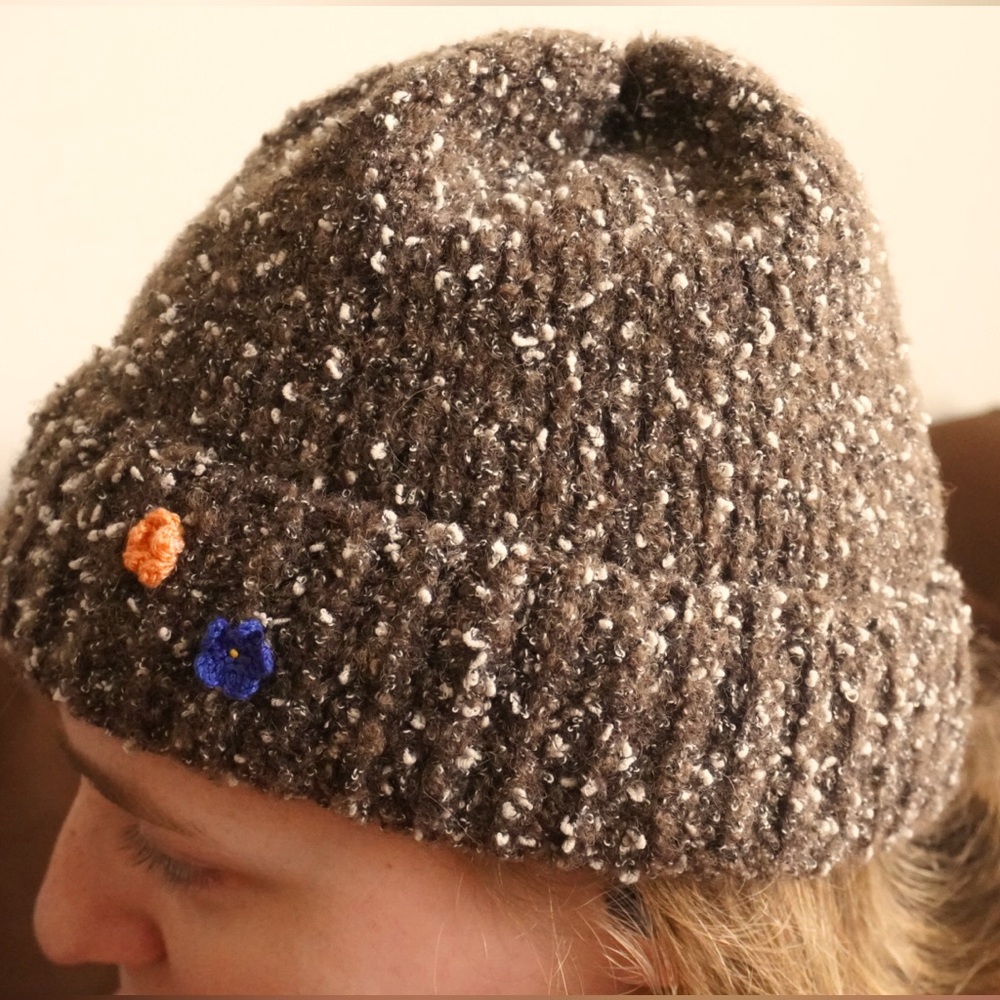 Flower Decorated Beanie One Size